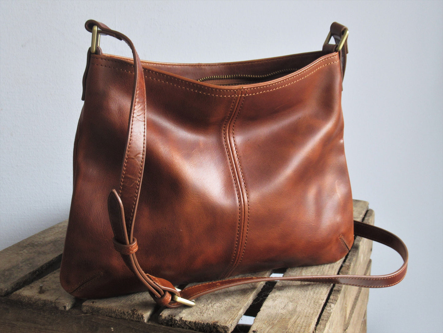 Brown Leather Medium Crossbody Bag