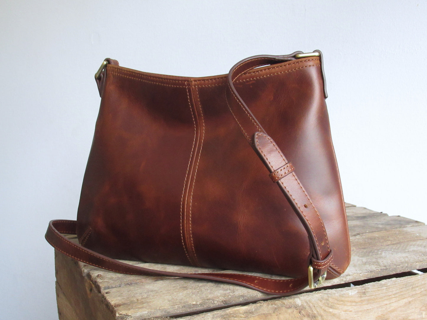 Brown Leather Medium Crossbody Bag
