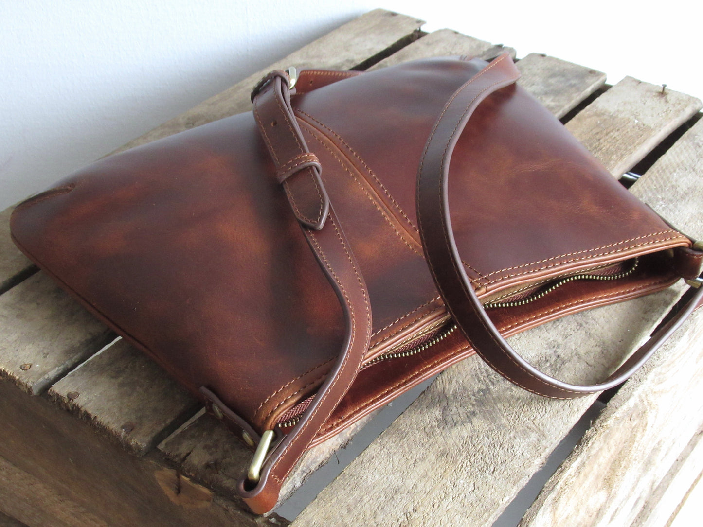 Brown Leather Medium Crossbody Bag