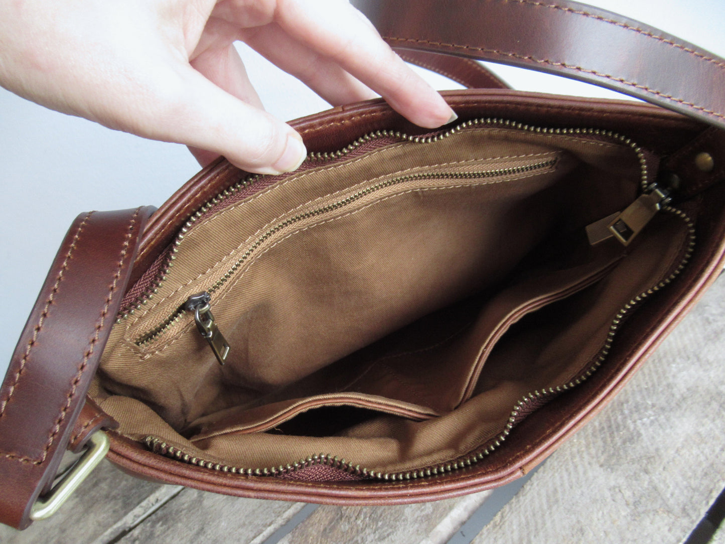 Brown Leather Medium Crossbody Bag