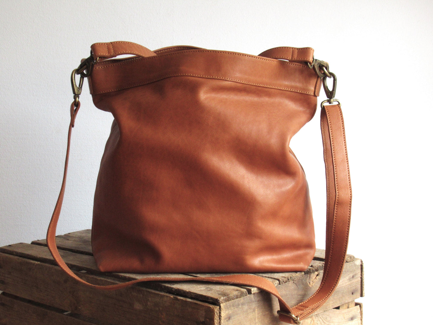 Tan Leather Hobo Bag