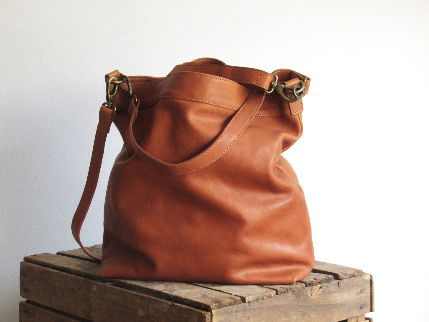 Tan Leather Hobo Bag