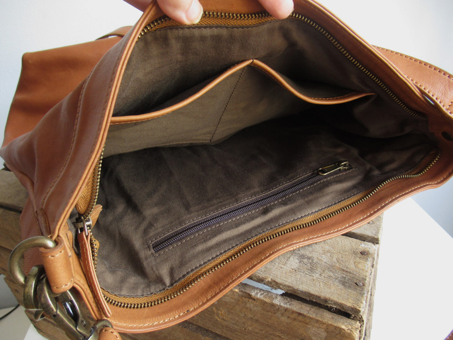 Tan Leather Hobo Bag