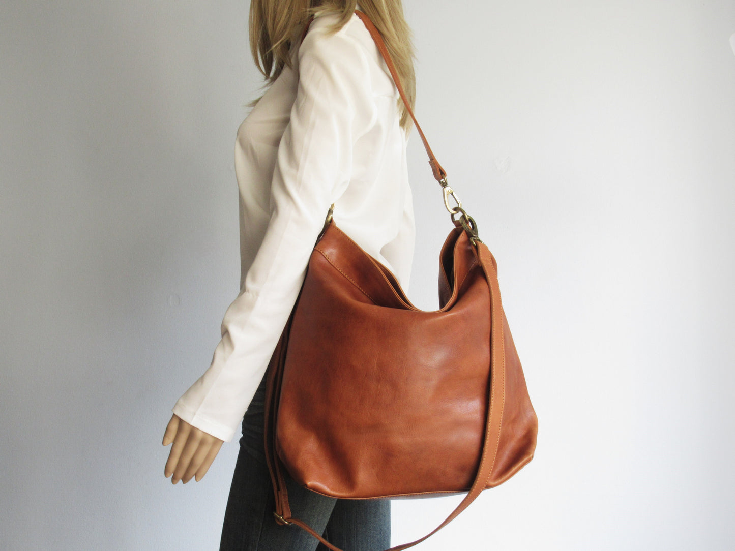 Tan Leather Hobo Bag