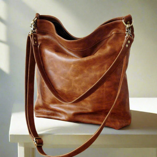 Tan Leather Hobo Bag
