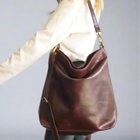 Dark Brown Leather Shoulder Bag